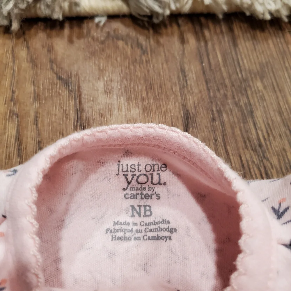 Carters Baby Convertible Footed Pajamas Sleep Sack Pastel Pink Floral Cotton NB